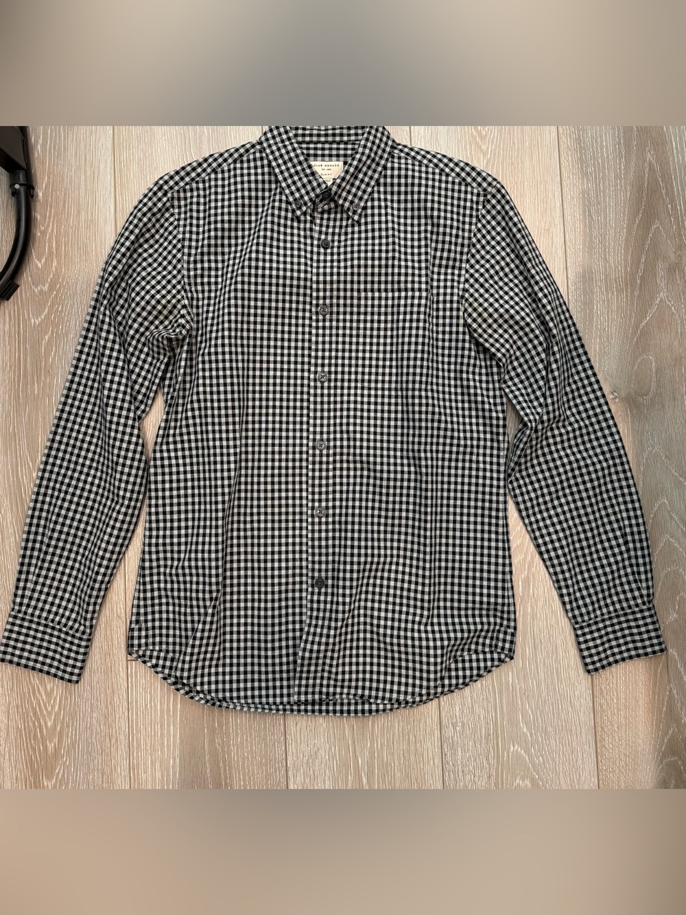 Club Monaco Black and White Gingham Button-Down Shirt